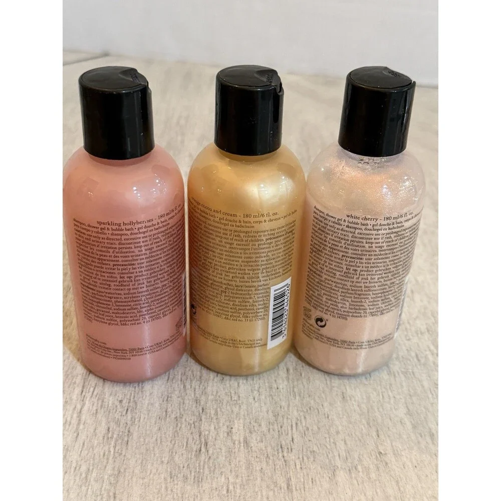 Philosophy 3-in-1 Shower Gel Shampoo And Bubble Bath 3 Scents 180ml 6 Oz Ea New